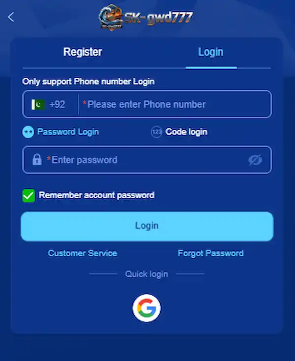 SKGWD777 Game Login Process in Pakistan Imag