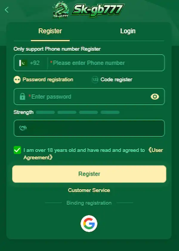 SKGB777 APK Register Process